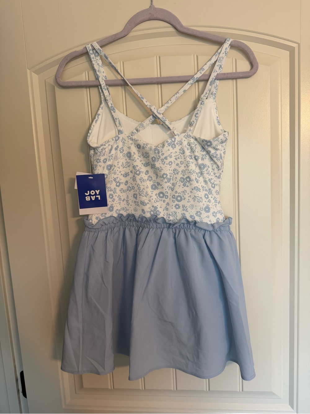 JoyLab Light Blue Floral Mini Dress with Drawstring Waist - Picture 2 of 7